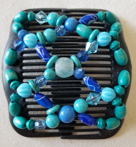 Plastic comb, turquoise mix